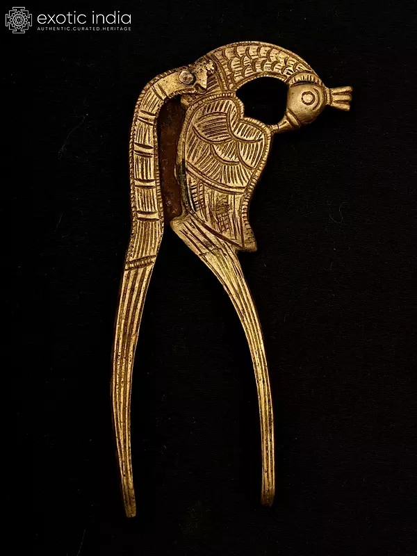 5" Peacock Design Nut Cracker in Brass