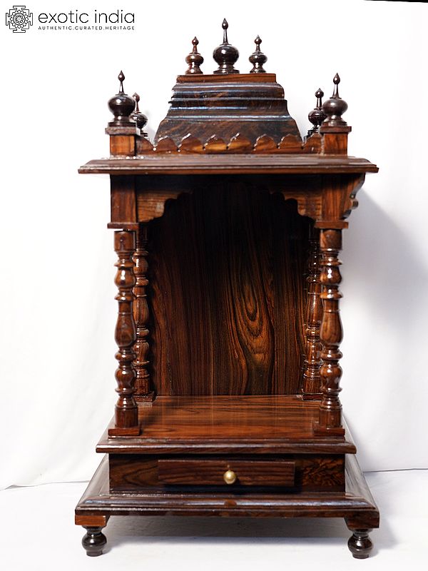 34" Traditional Wood Temple For Home | Handmade Rosewood Home Decor Item
