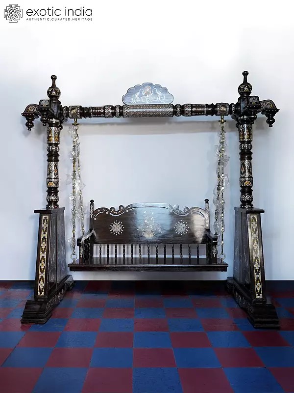 95" Beautiful Swing For Garden Area With Inlay Work | Handmade Rosewood Home and Garden Decor Item | Shipped by Sea