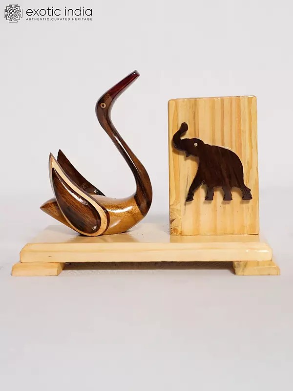 7" Table Decor Pen Stand In Wood | Handmade Rosewood Home Decor Item