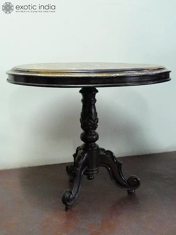 38" The View Of Royal Procession - Inlay Work Table | Handmade Rosewood Home Decor Item