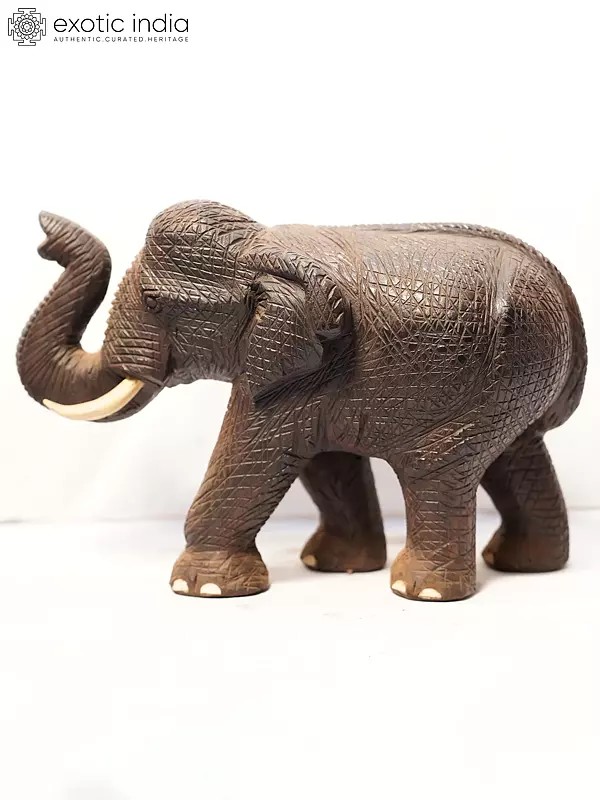 14" Decorative Elephant Statue For Home | Handmade Rosewood Figurine