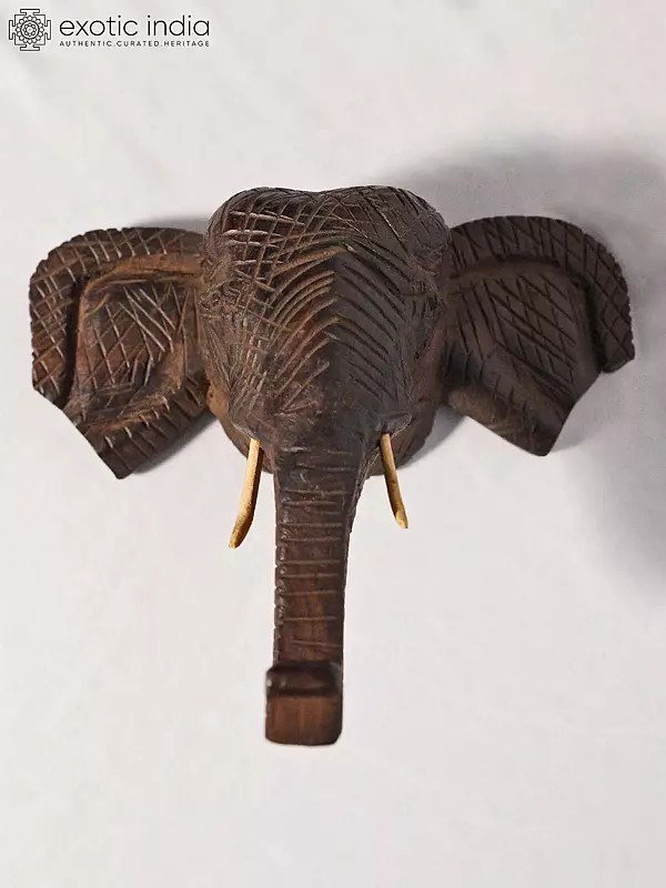 7" Wall Hanging Head Of Elephant | Handmade Rosewood Figurine