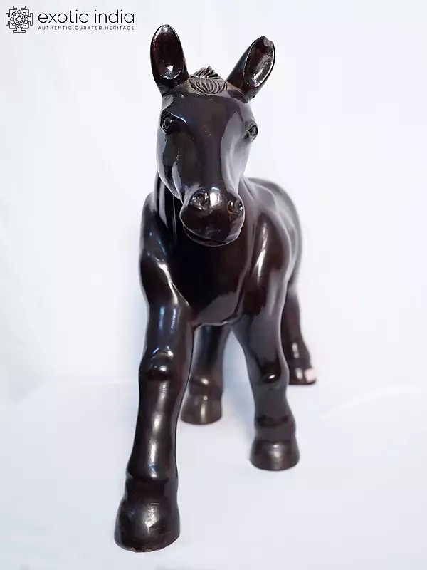 28" Walking Posture Horse Statue | Handmade Rosewood Figurine