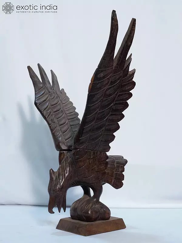 14" The Flying Eagle Sculputre with Intricate Work | Handmade Rosewood Figurine