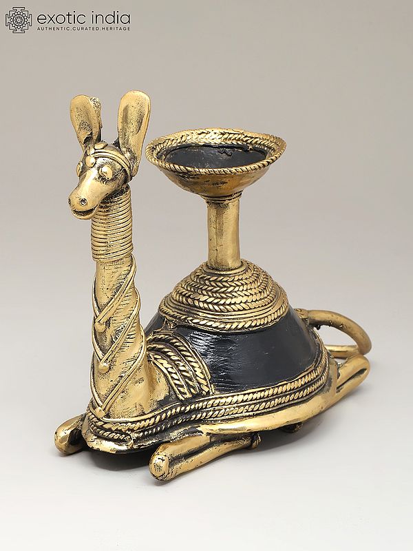 8" Decorative Camel Statue in Brass with Candle Stand | Dhokra Art | Home Decor