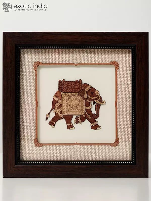 Royal Elephant | Wood Carved Frame | Wall Hanging