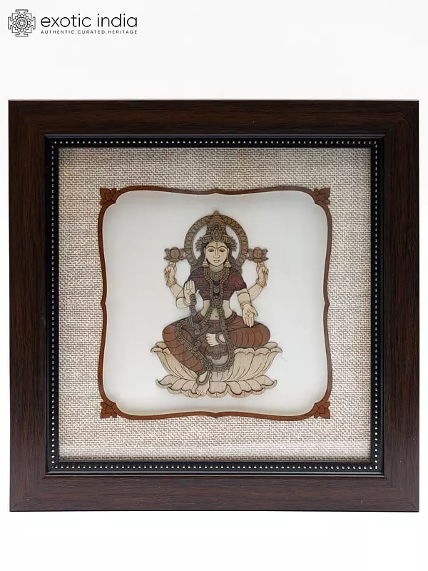 Goddess Lakshmi | Wood Carved Frame | Wall Hanging