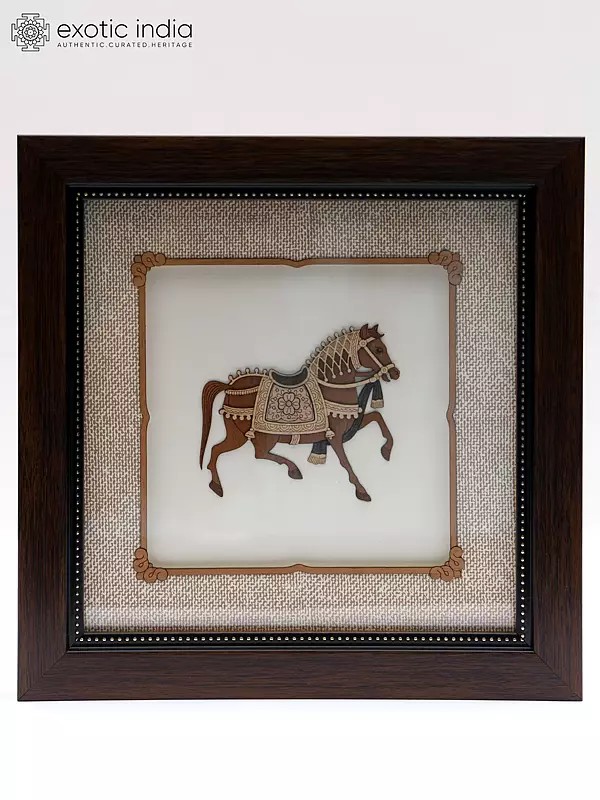 Running Horse | Wood Carved Frame | Wall Hanging