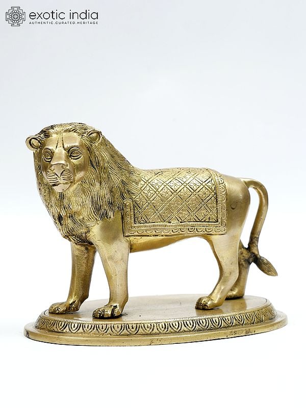 8" Brass Lion Figurine | Table Decor