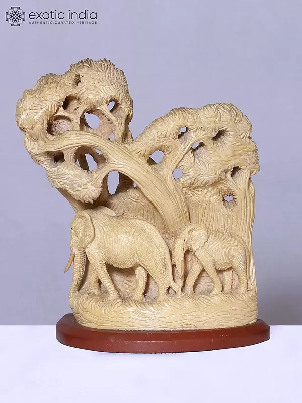 11" African Elephant Forest Wooden Sculpture | Handmae | Home Décor Figurine