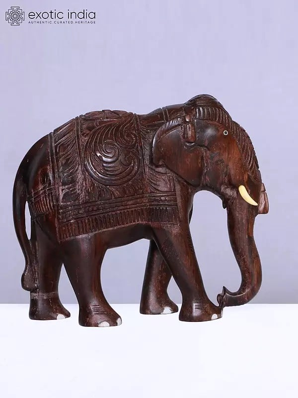 9" Rosewood Elephant Sculpture | Wooden Statue | Home Décor Item