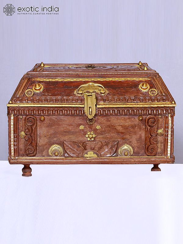 16" Wooden Jewel Decorative Box | Wooden Sculpture | Decorative Item