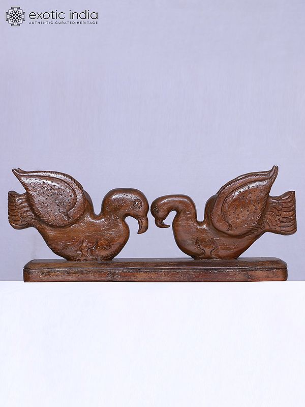 16" Set Of 2 Ducks Wooden Statue | Home Décor Figurine