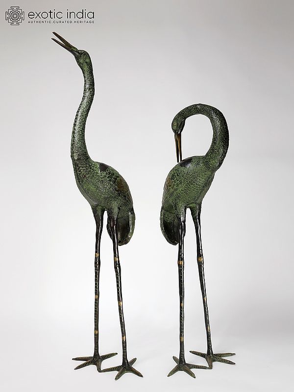 60" Large Pair of Herons | Brass Statues | Home Decor