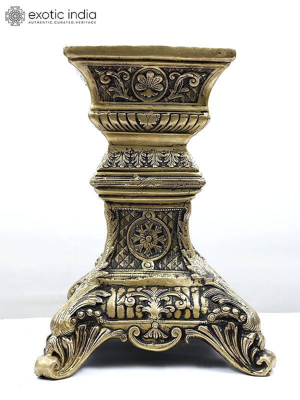 19" Designer Column Pedestal in Brass