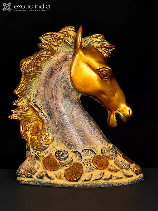 6" Feng Shui Horse on Bed of Golden Coins | Table Decor for Living Room