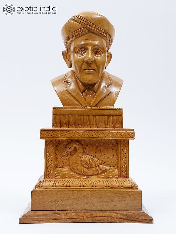 14" M. Visvesvaraya - The First Engineer of India | Wood Carved Statue