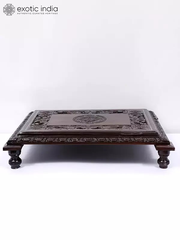 24" Rectangular Shaped Designer Chowki/Pedestal in Wood