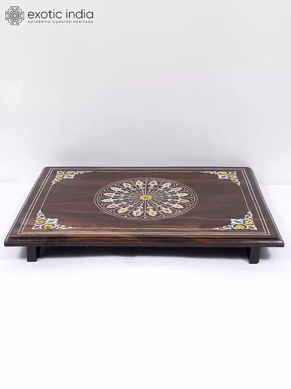 24" Designer Wooden Chowki/Pedestal with Inlay Work