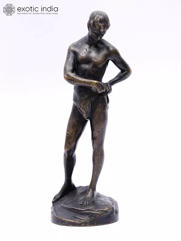 7" Man Tying Loin Cloth | Renaissance Bronze Sculpture | Table Decor