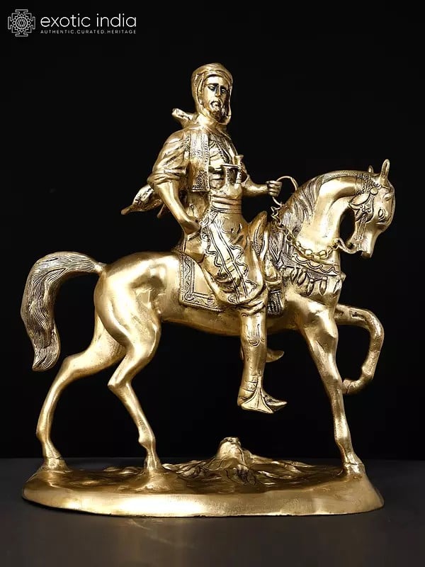 17" Warrior on Horse | Brass Statue