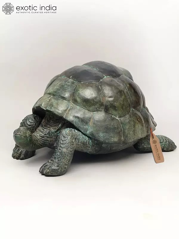 29" Decorative Tortoise Statue in Brass | Large Decor Piece