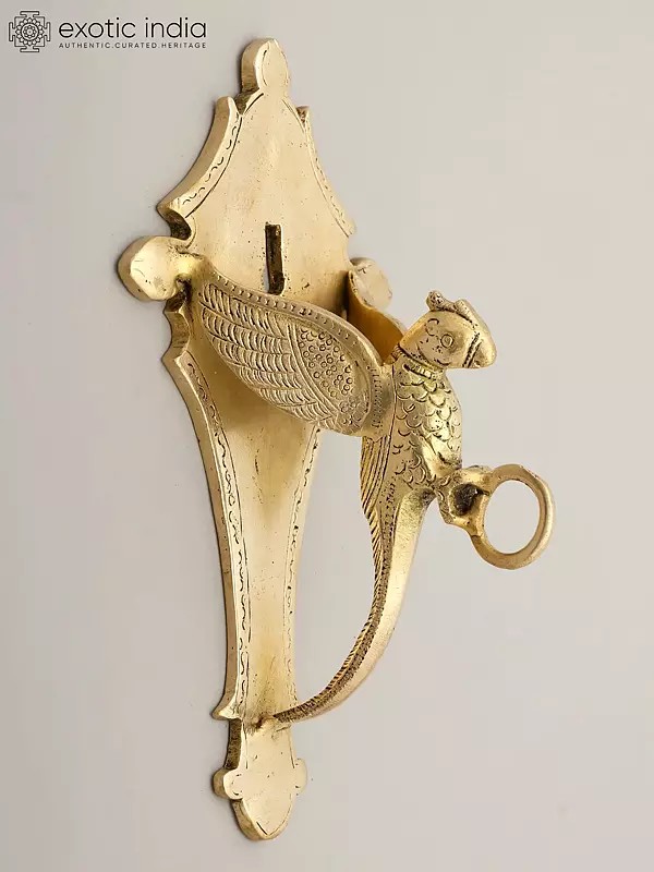 8" Bird Design Wall Hanging Bracket with Hook in Brass
