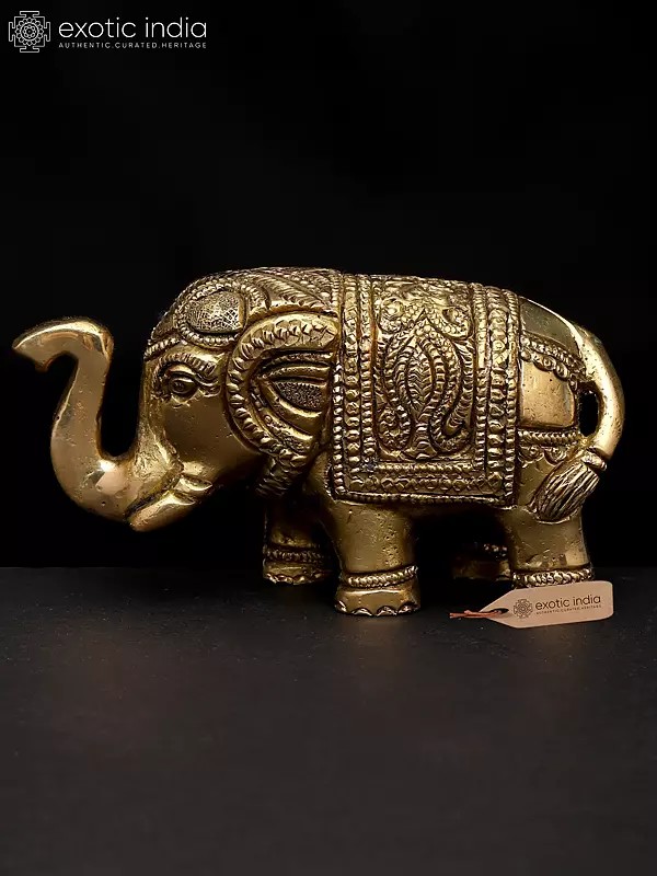 4" Small Elephant Figurine with Upraised Trunk | Table Decor Piece