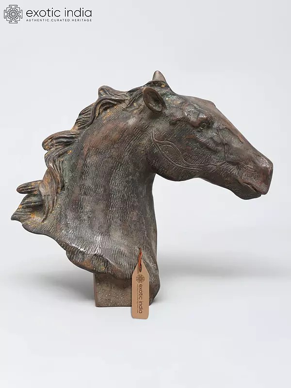 8" Decorative Horse Head Statue in Brass | Table Decor