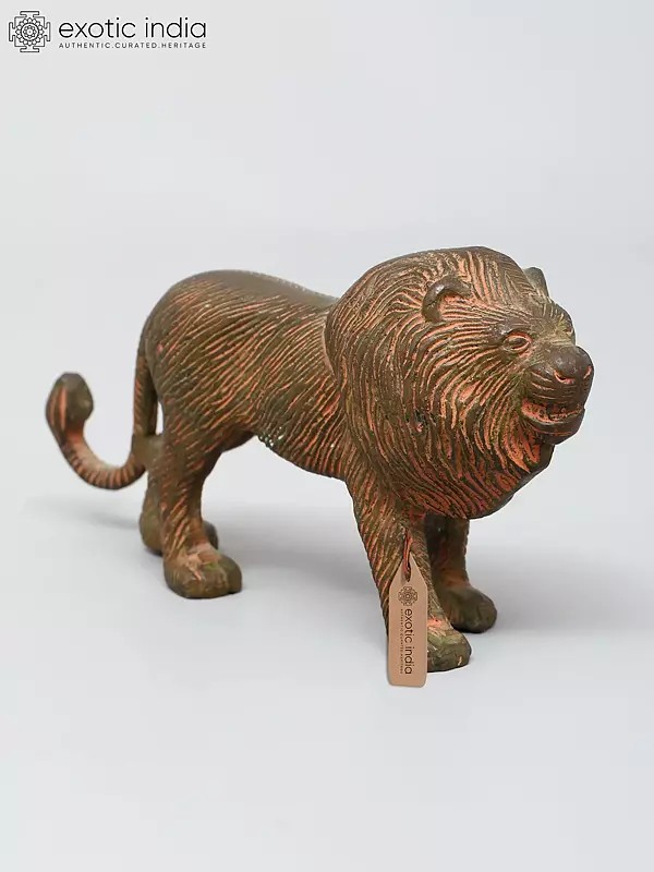 5" Small Decorative Lion Statue | Table Decor | Brass Statue
