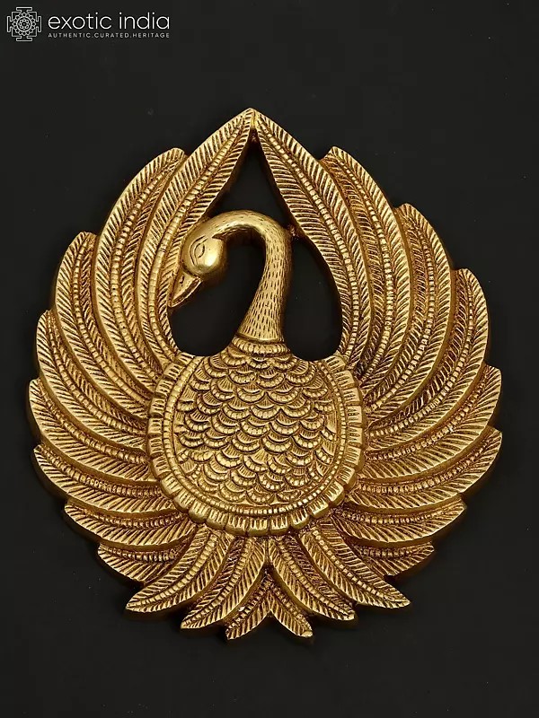 8" Peacock with Open Tail | Brass Wall Hanging Statue