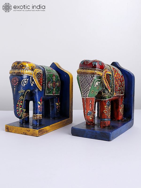 7" Pair of Colorful Decorative Elephants | Home Decor