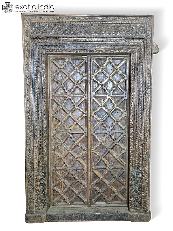 98" Traditional Hand Carved Pattern Large Wood Door For Home