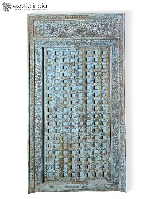 93" Traditional Large Hand Carved Old Wood Door