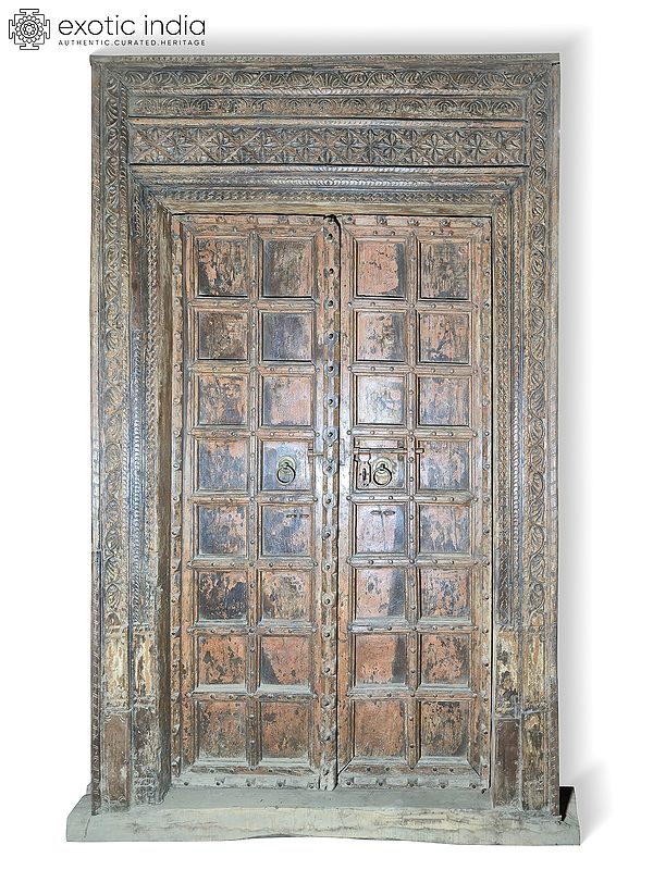 101" Large Size Hand Carved Wood Door With Frame