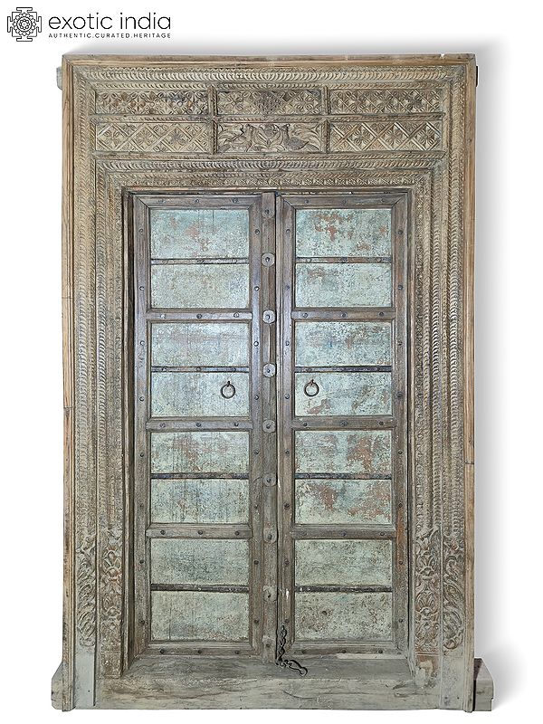 100" Vintage Style Hand Carved Indian Main Wood Door