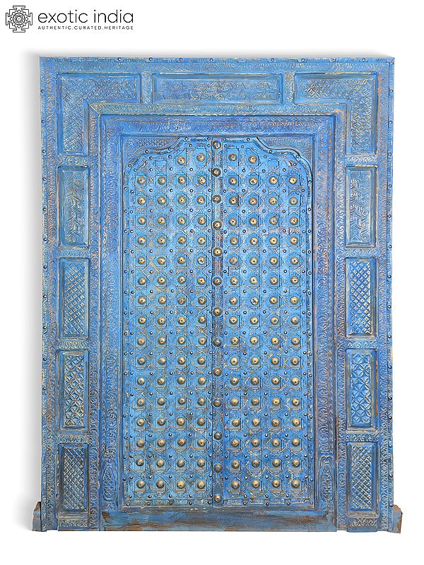 90" Large Size Vintage Style Hand Carved Main Wood Door