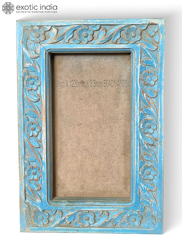 18" Vintage Hand Carved Floral Pattern Mirror Frame Made From Old Junglee Wood