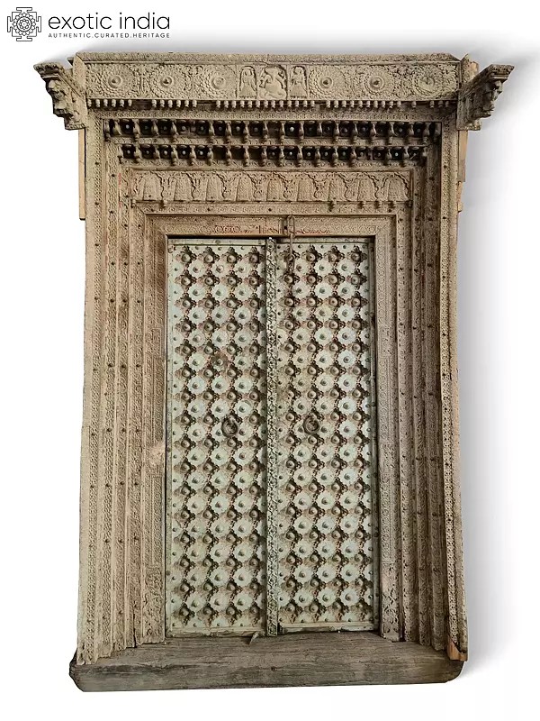 103" Large Traditional Aesthetic Design Wooden Door With Frame