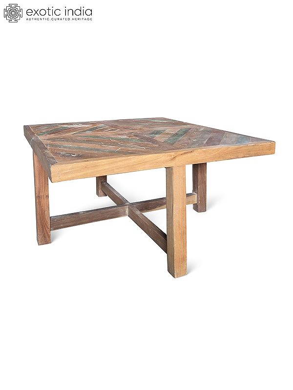 34" Traditional Design Square Coffee Table With Solid Reclaimed Wood