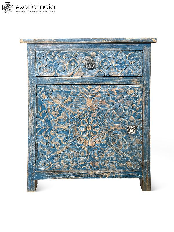 24" Vintage Wooden With Single Door And Drawer Cabinet