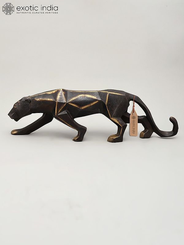 16" Stylized Black Panther | Brass Statue | Table Decor
