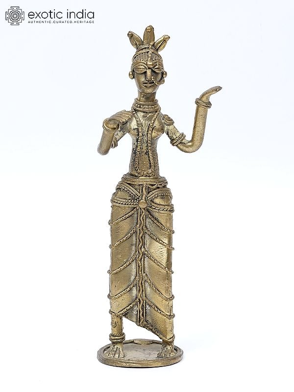 7" Female Tribal Dancer | Brass Statue