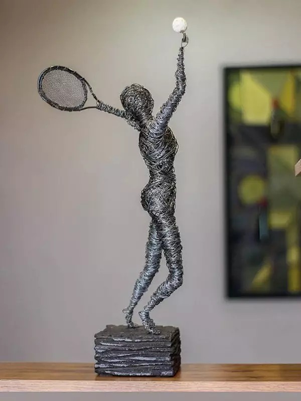 11" Playing Badminton Theme | Iron Wire Art | Table And Home Décor