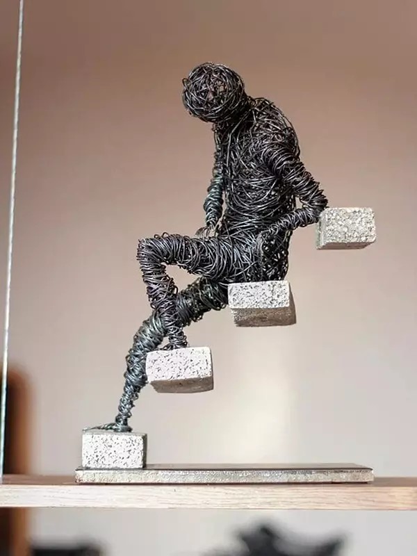 11" Thinking Man - Iron Wire Art | Handmade Sculpture | Table And Home Décor