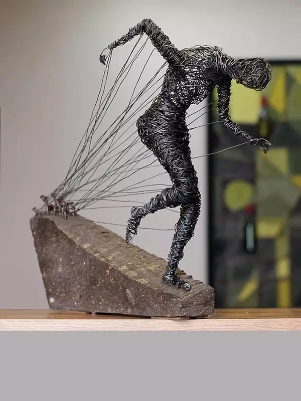 11" Struggle - Iron Wire Art | Handmade Sculpture | Table And Home Décor