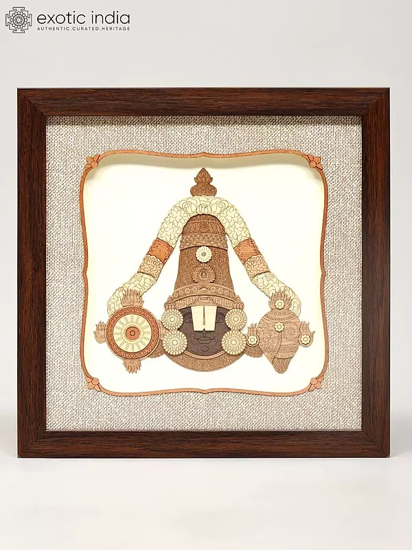 10" Tirupati Balaji (Venkateshvara) | Wood Carved Frame | Wall Hanging
