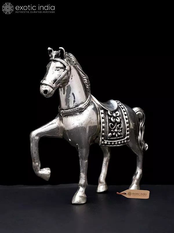 5" Small Superfine Decorative Horse Figurine | Silver Plated Brass Statue | Table Decor