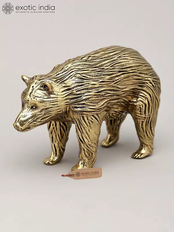 4" Small Superfine Bear Statue in Brass | Table Decor